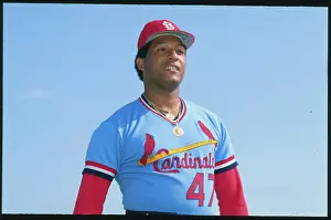 Portrait of Baseball Player Joaquin Andujar Posing Against the Blue Sky
