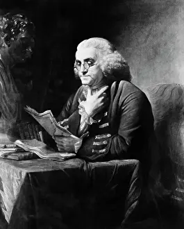 Touching Prints: Portrait of Benjamin Franklin Reading at His Desk by David Martin