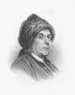 Portrait of Benjamin Franklin Wearing a Fur Hat