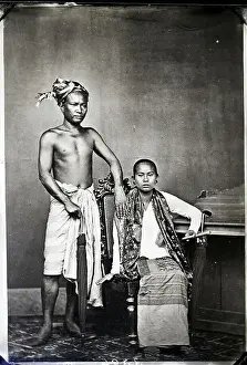 Burma Prints: Portrait Of Burmese Man And Woman
