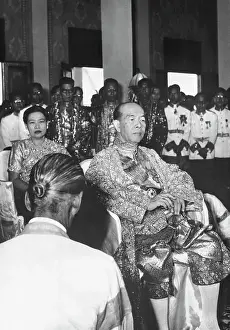Portrait of Cambodian King Suramarit on His Throne Chair
