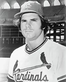 Portrait of Cardinals Al Hrabosky Wearing Baseball Cap and Uniform