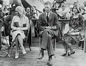 Portrait of Charles and Anne Lindbergh with Gloria Swanson