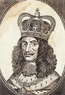 A Glimpse into the Lives of Monarchs: Portrait of Charles II, King of England Wearing the Royal Crown