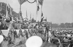 Reception Prints: Portrait of Charles Lindbergh Addressing Crowd