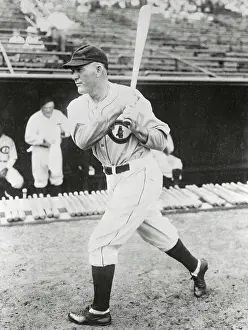 Portrait of Cubs Player Rogers Hornsby Holding Baseball Bat