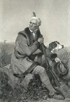 Portrait Of Daniel Boone W/Rifle & Dog