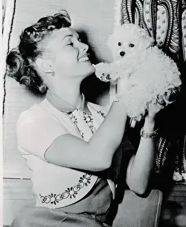 Portrait of Debbie Reynolds with Dog