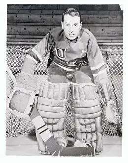 Portrait of Don Rigazio Wearing Hockey Gear