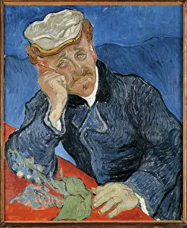Hand On Chin Prints: Portrait of Dr. Gachet, by Vincent Van Gogh, 1890, 19th Century, oil on canvas, cm 68 x 57