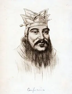Philosophy Prints: Portrait Drawing of Confucius