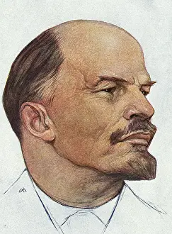 Russian Prints: Portrait Drawing of Vladimir Lenin