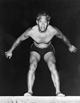 Honolulu Prints: Portrait of Duke Kahanamoku at Swim Meet
