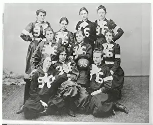 Prints of (Original Caption). Basketball was only five years old when Smith College varsity team, shown here, was winning games handily Hoops Through Time: A Visual Journey of Basketball History: Portrait of Early American Basketball Teammates