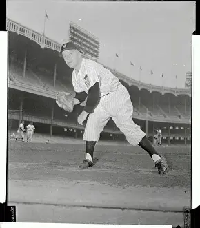 Portrait of Ed Lopat Throwing Ball