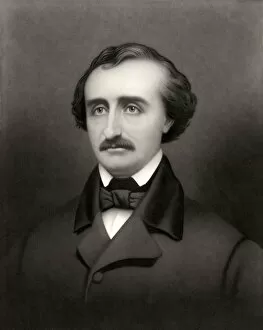 Famous Writers Gallery: Portrait of Edgar Allan Poe (1809-1849)