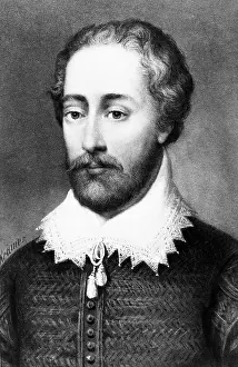 Wavy Hair Prints: Portrait of Edmund Spenser Engraving After a Painting by Georges Ventue