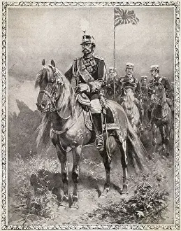 Portrait of Emperor Mutsuhito on Horseback