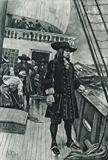 Prints of (Original Caption). William Penn Timeless Visions: Icons of Art and History: Portrait of English Admiral William Penn Gazing from Ship