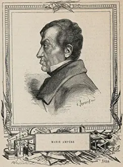 French Text Prints: Portrait Engraving of Andre Marie Ampere