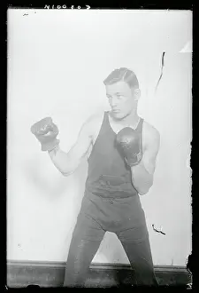 Portrait of Featherweight Boxer Dick Finnegan in Boxing Position