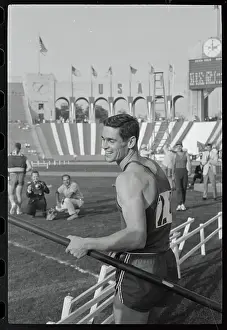 Portrait of Fred Hansen Holding Pole