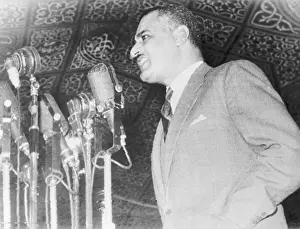 Portrait of Gamal Abdel Nasser Making Speech