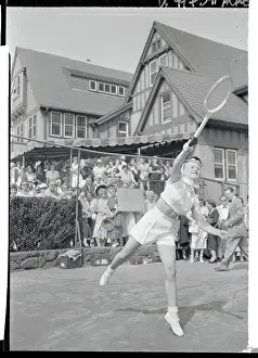 Portrait of Ginger Rogers Playing Tennis