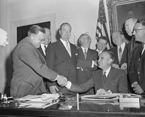 Portrait of Governor W. Averell Harriman Signing Bill
