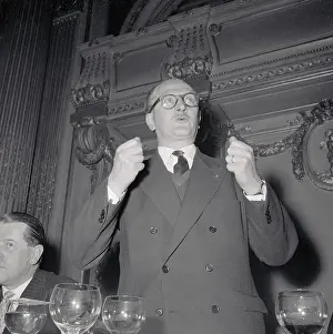 Portrait of Guy Mollet Making Speech