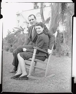 Lakeland Prints: Portrait of Hank and Coral Greenberg Sitting on Rocking Chair