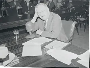 Portrait of Harold L. Ickes Smiling at Hearing