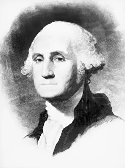 Vignette Prints: Portrait Head of George Washington After Gilbert Stuart