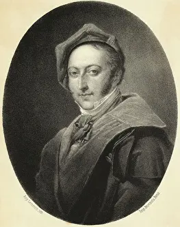 Prints of (Original Caption). G. Rossini Echoes of Sound: A Visual Journey Through Music History: Portrait of Italian Composer Gioacchino Antonio Rossini
