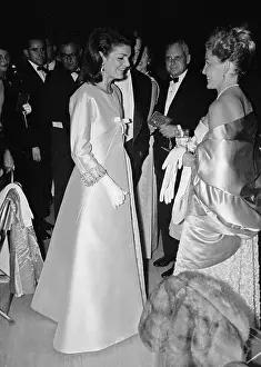 Portrait of Jackie Kennedy Wearing Satin Evening Coat