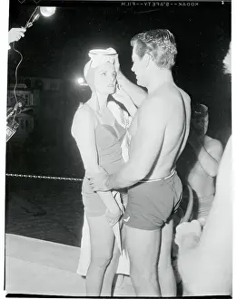 Portrait of Jane Russell and Richard Egan Wearing Swimsuits