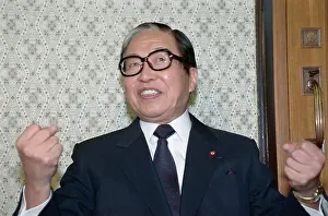 Portrait of Japanese Prime Minister Uno Sosuke Gesturing