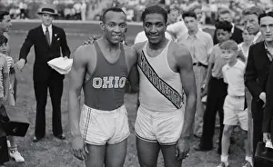 Prints of Portrait of Jesse Owens and Ralph Metcalf Standing Arm in Arm. (Photo by Bettmann Archive/Getty Images) Jesse Owens Prints: Portrait of Jesse Owens and Ralph Metcalf Standing Arm in Arm