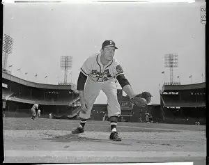 Milwaukee Prints: Portrait of Joe Adcock on Field in Catching Position