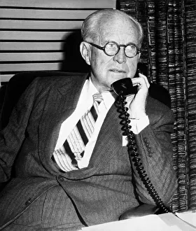 Telephone Handset Prints: Portrait of Joseph P Kennedy Talking on Telephone