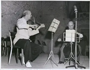 Portrait of Joseph Szigeti and Cellist Rehearsing Musical Score