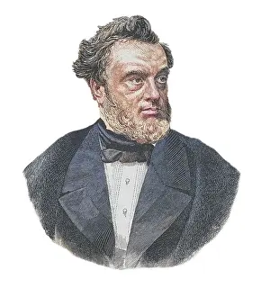 Legends And Icon Prints: Portrait of Jules Claude Gabriel Favre (1809-1880) French statesman and lawyer