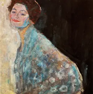 Klimt Prints: Portrait of a Lady in white (unfinished), 1917. Artist: Klimt, Gustav (1862-1918)