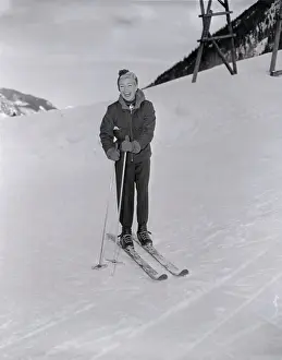 Portrait of Lana Turner Laughing While Skiing