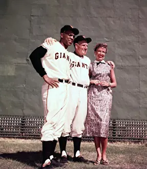 Portrait of Leo Durocher, Larraine Day, Willie Mays