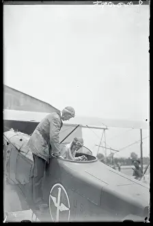 Portrait of Lindberghs in Plane