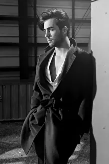 Leaning Prints: Portrait of a man wearing a coat, nostalgic style