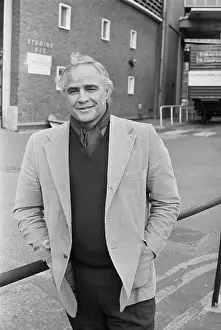 Prints of (Original Caption). Actor Marlon Brando is pictured during an interview with BBC television at BBC's studios April 25 The Iconic Moments Captured: Portrait of Marlon Brando