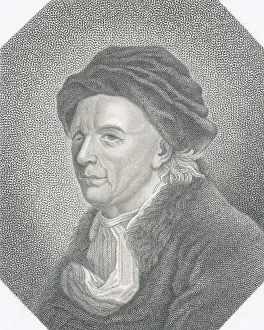 Swiss Prints: Portrait of Mathematician Leonhard Euler in Pensive Pose
