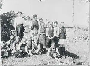 Bulgaria Prints: Portrait of Mena Scholars in Village